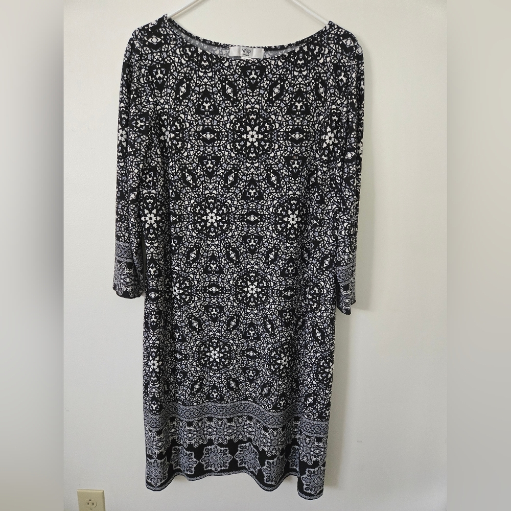 Wisp Black and White Patterned Dress